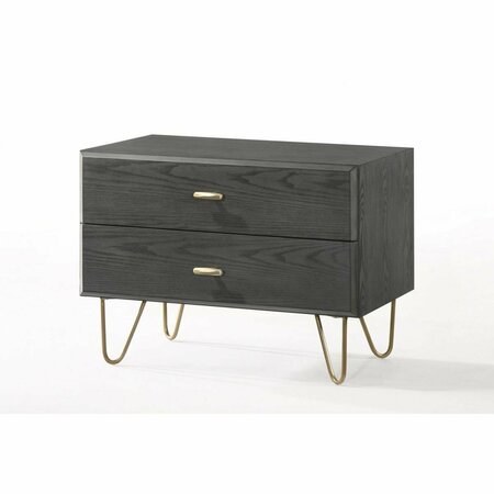 HOMEROOTS Contemporary Gray & Gold Nightstand with Two Drawers 473020